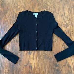 H&M vintage 90s y2k black ribbed cropped sweater long sleeve.